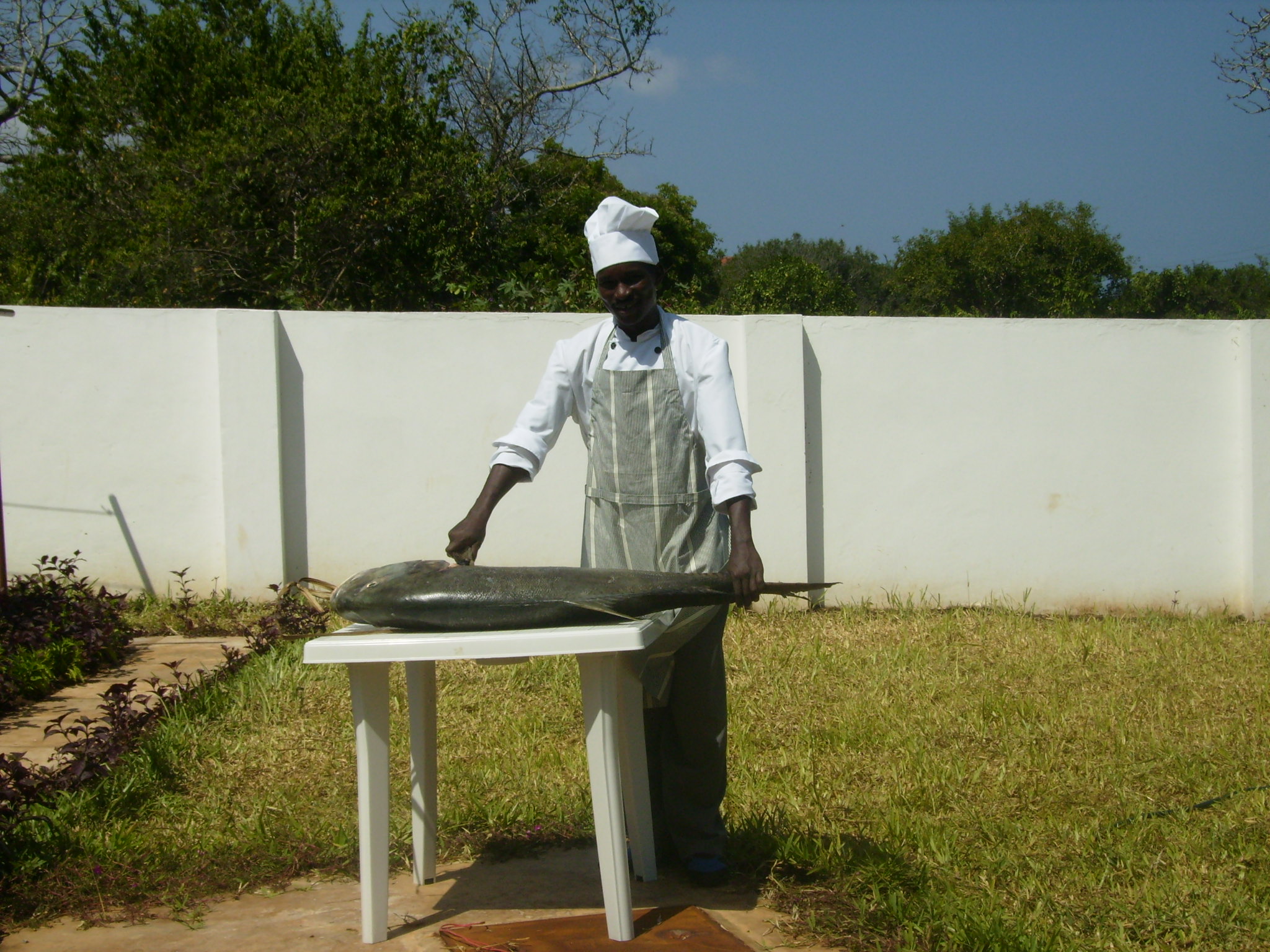 Alfred the chef preparing the catch of the day